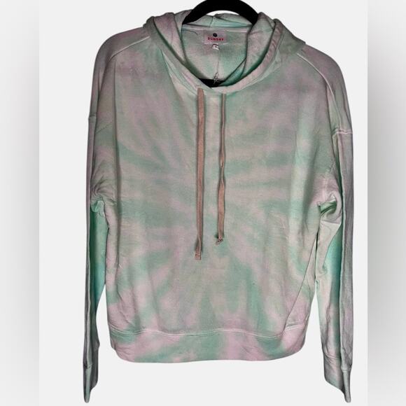 Sundry Aqua Tie Dye Hoodie XS NWT Comfy Cozy Athleisure Loungewear Boho Casual - Picture 1 of 5